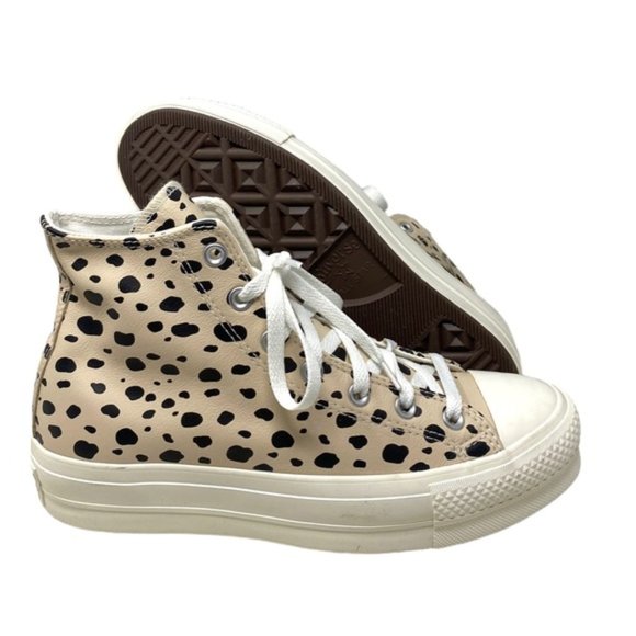 Converse Ctas Lift Platform Shoes High Leopard Leather Women Custom 568163C-WWLO - Picture 10 of 11